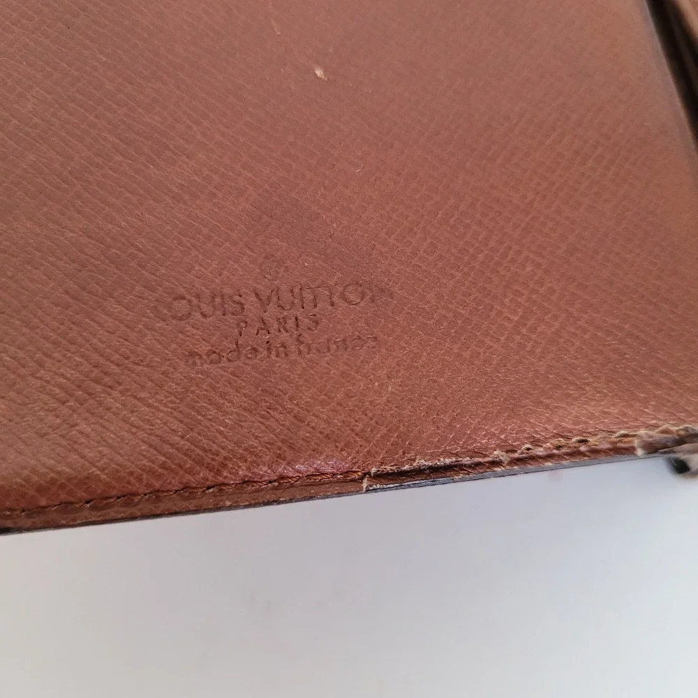 Louis Vuitton Monogram Bifold Wallet Brown Canvas Made in France Vintage